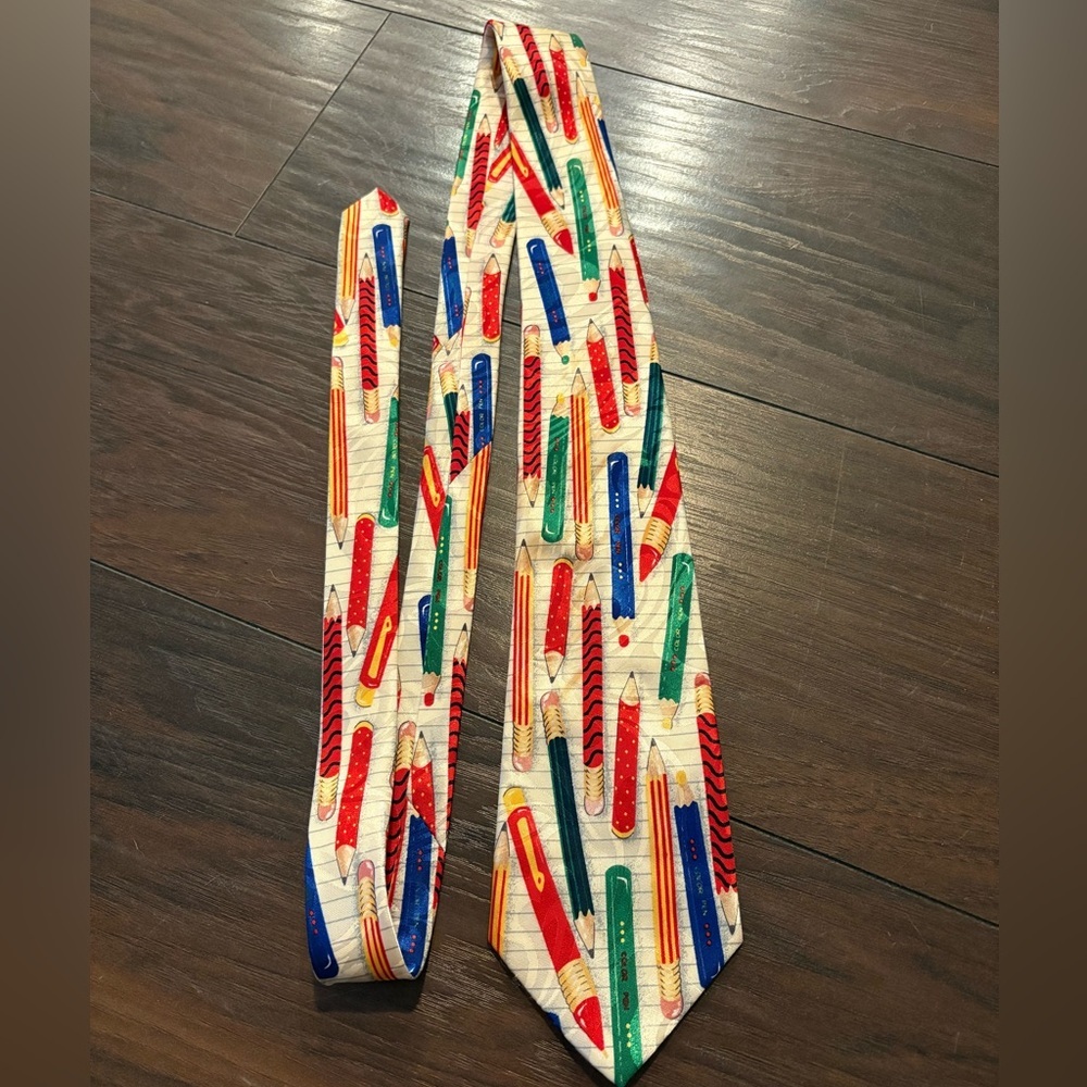 STEVEN HARRIS HAND MADE SCHOOL PENCIL THEME NOVELTY TIE